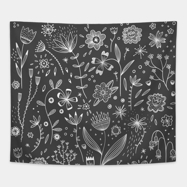 Chalkboard Flowers Flower Tapestry TeePublic