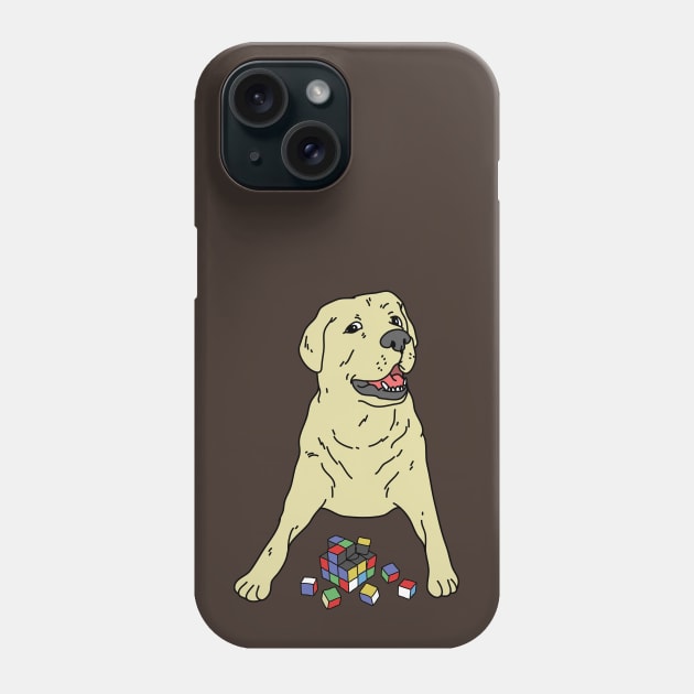 Labrador Playing Rubik's Cube Phone Case by Freid