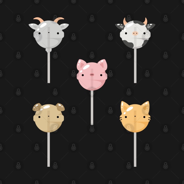 Farm animals lollipop set by Nikamii