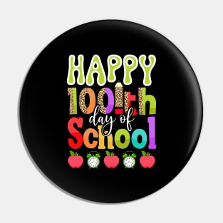 Cute 100th Day Of School 100 Days Leopard Rainbow Boys Girls Pin