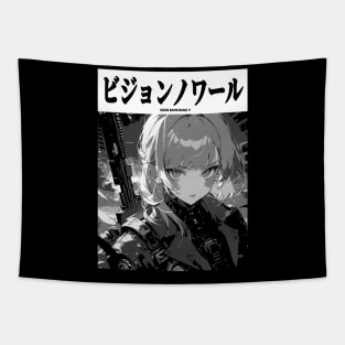 Cyberpunk Cyborg Girl Japanese Vaporwave Urban Aesthetic Tapestry