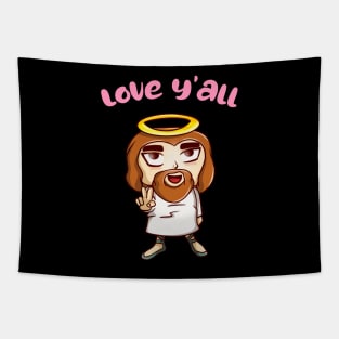 Funny Jesus Christ Chibi Christian Cartoon Tapestry