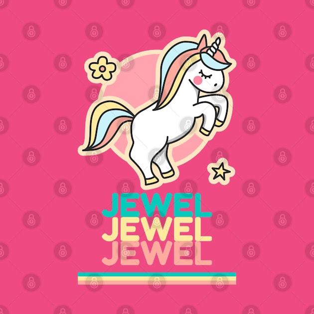 Jewel Repeat Typography & Cute Unicorn Colorful by Inspire Enclave