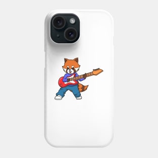 Comic red panda playing electric guitar Phone Case