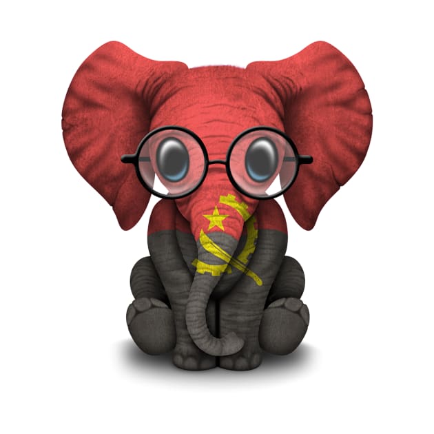 Baby Elephant with Glasses and Angolan Flag by jeffbartels