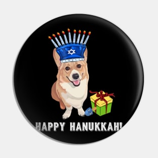 Corgi Menorah Hat Hanukkah Chanukah Pin