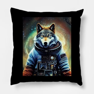 Cute Wolf In Spacesuit Pillow