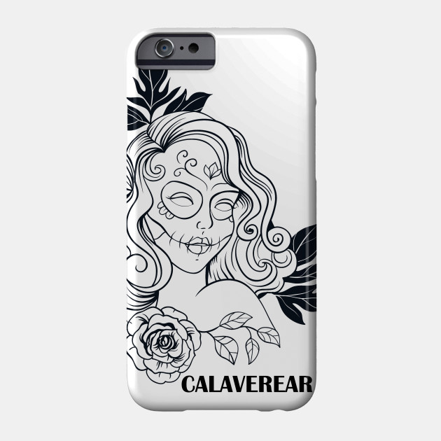 Sugar Skull Girl Line Drawing Sugar Skull Phone Case Teepublic,Simple Girl Thinking Drawing