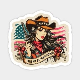 This Is My Second Rodeo // Vintage Cowgirl Design Magnet