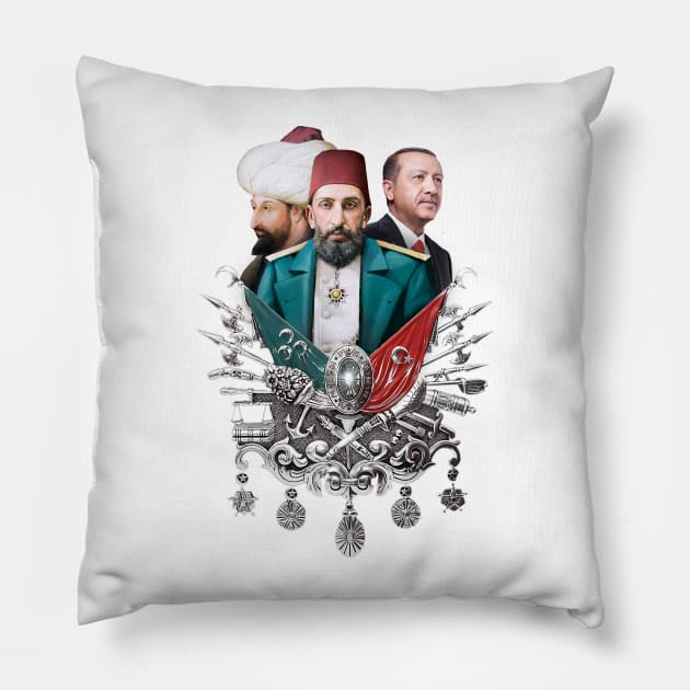 Osmanlı arması | Ottoman Crest - Abdülhamid Han II & Fatih Sultan Selim & Recep Tayyip Erdogan Pillow by ErdiKara