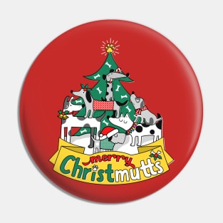 Dog Lover Christmas Tree Cute Merry Christ Mutts Pin