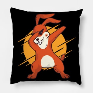 Dabbing Bunny Funny Cartoon Design Pillow