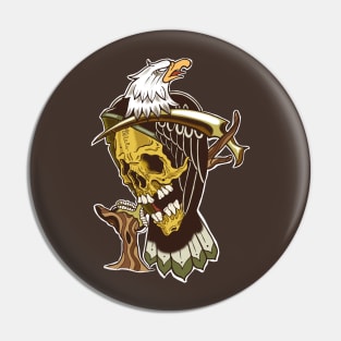 Silver Shamrock Tattoo Company Sepia Tone Grim Eagle Pin