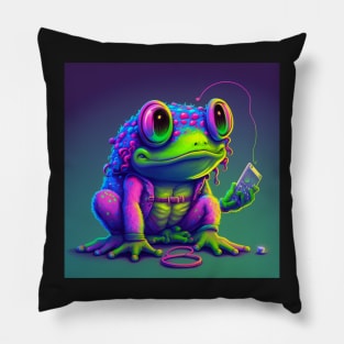 Vapor Wave Frog Pillow