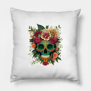 Sugar Skulls and Flowers Pillow
