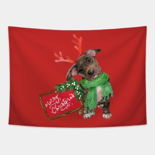 Christmas Staffy Tapestry