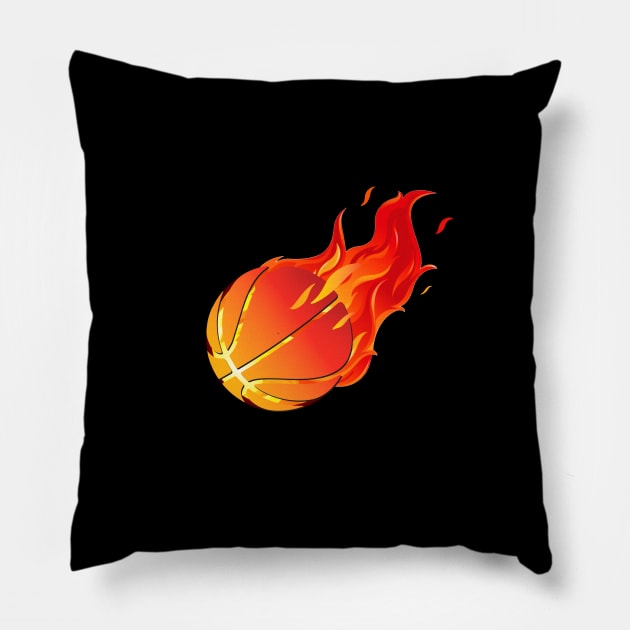 Best flaming basket ball Pillow by DavidLoblaw