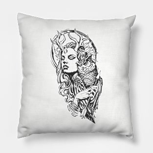 Viking tattoo black and white Pillow