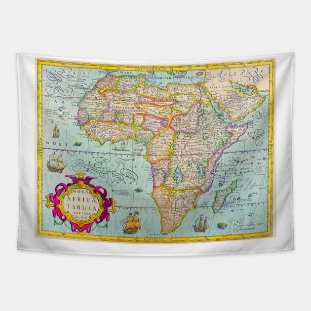 Jodoco Hondio - African Map 1610 -   Ancient Worlds Tapestry by Culturio