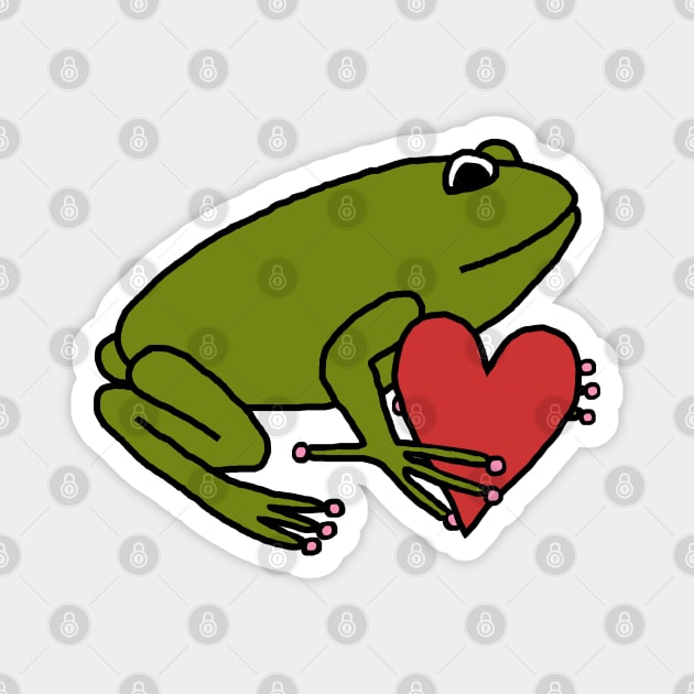 Cute Frog Holding Your Heart on Valentines Day Magnet by ellenhenryart