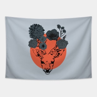 Flowers deer circle Tapestry