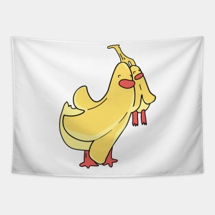 Cute banana duck with duckling Tapestry