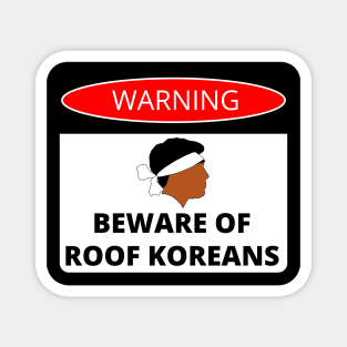 Beware of Roof Koreans Danger Sign Magnet