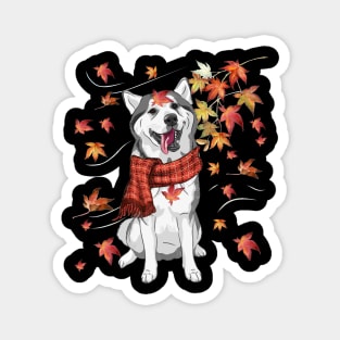 Maple Dog Leaf Fall Hello Autumn Funny Siberian Husky Lover Magnet