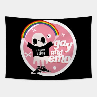 Gay and Emo Badge Tapestry