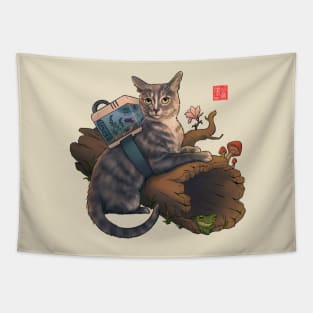 Cat and Betta Fish Nature Adventure Tapestry