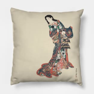 Japanese Lady with colorful dress Pillow