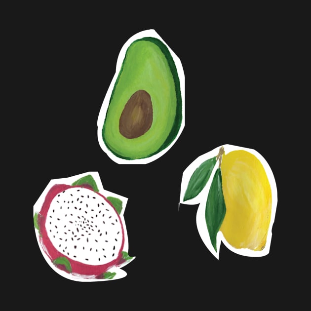 Fruit Stickers-Avocado-Dragon Fruit-Lemon-Trendy Stickers- Waterbottle and Laptop Stickers by Richardsonh25