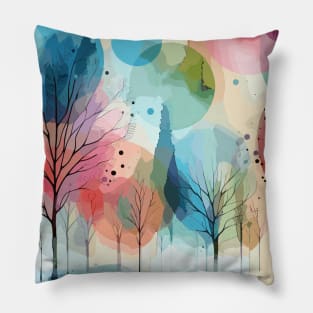 Colorful Pastel Pink Abstract Trees Pillow