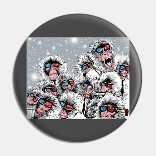 3D Snow Monkeys Pin