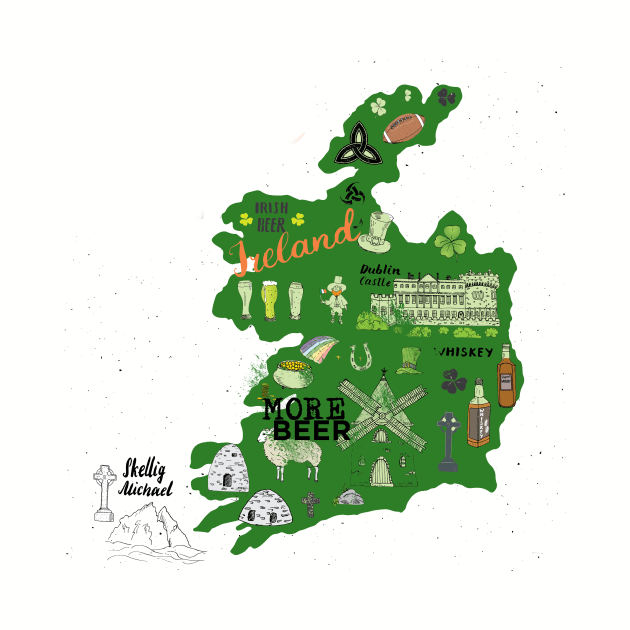 St Patrick Day Irish Map More Beer T-shirt by victichy