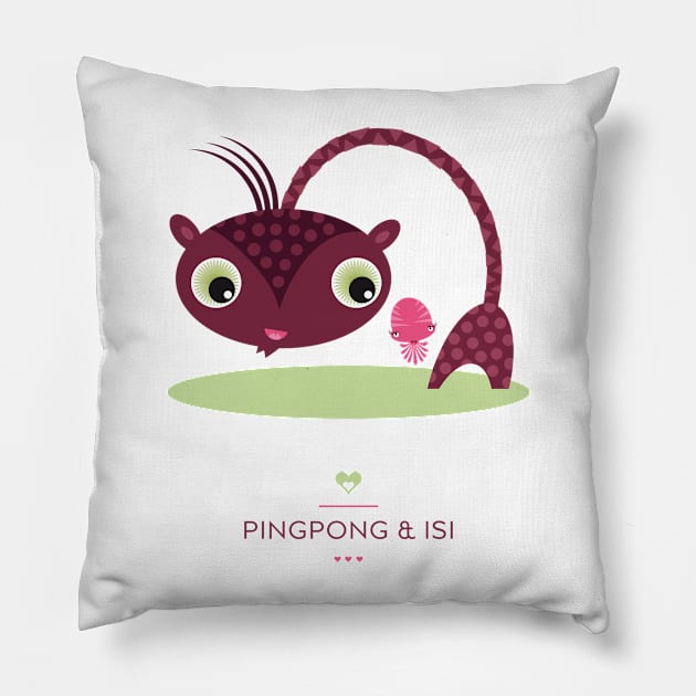 Illustration Nursery Little Monster - Pingpong and Isi Pillow by Piakolle