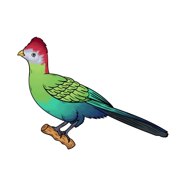 Red-crested turaco bird cartoon illustration by Cartoons of fun