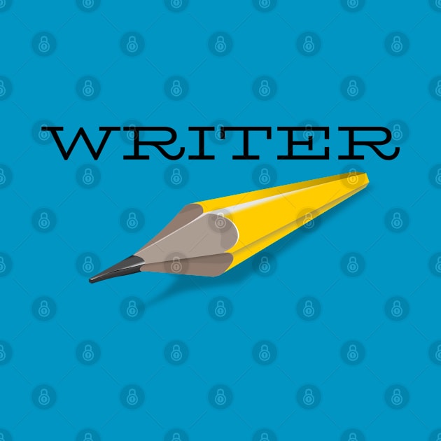 Writer Bold Yellow Pencil by CasualTeesOfFashion