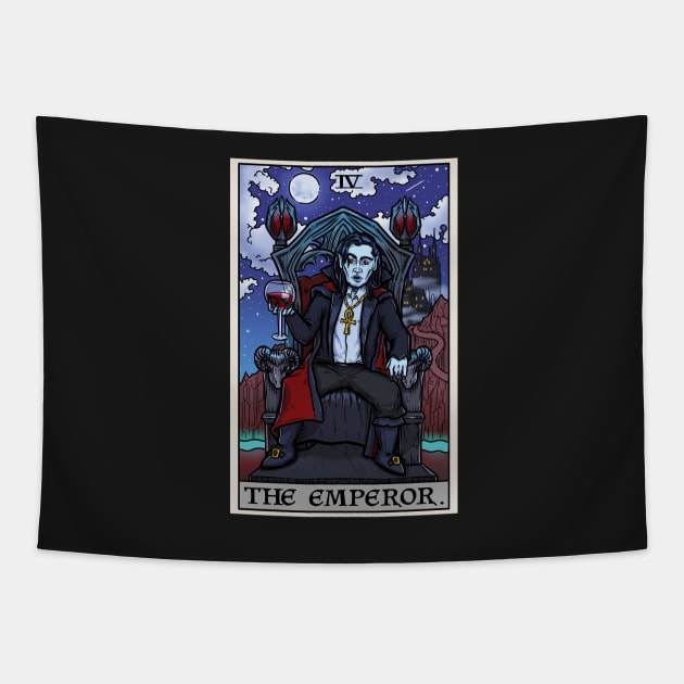 The Emperor Tarot Card Gothic Halloween Count Dracula Vampire Major Arcana Tapestry by TheGhoulishGarb