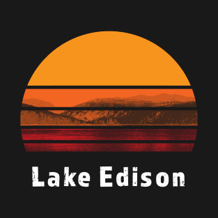 Lake Edison Sunset Vintage Design White Font T-Shirt