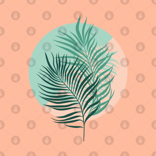 Tropical palm leaves (turquoise and blush background) by lents