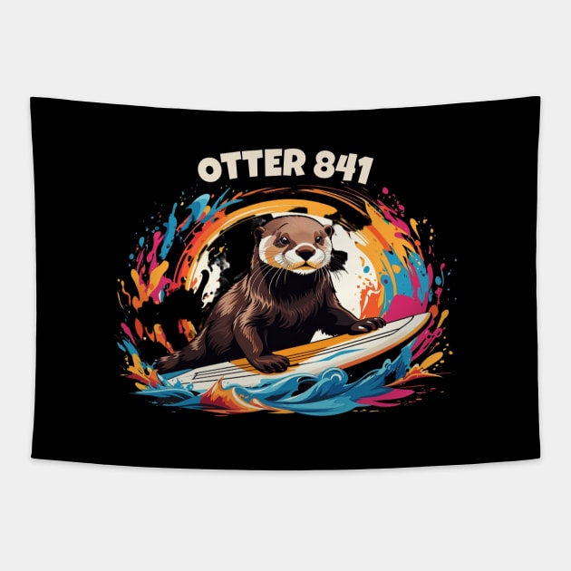 Surfing Otter 841 Otter My Way California Sea Otter Tapestry by Imou designs