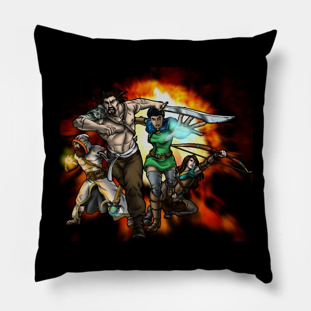 Fantasy Action Party Pillow by Oswald's Oddities