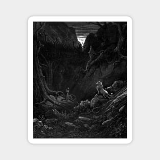 High Resolution Gustave Doré Illustration Dante Beholds a Lion Magnet