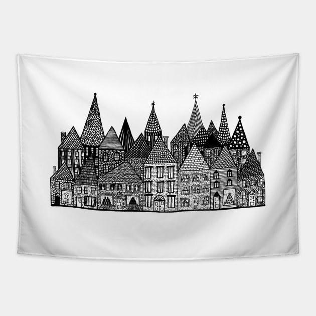 Medieval Village II Tapestry by marilynllowe