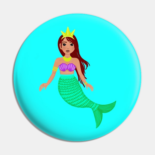 Mermaid Princess Pin by Ebony T-shirts