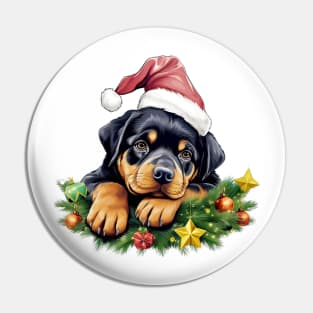 Lazy Rottweiler Dog at Christmas Pin