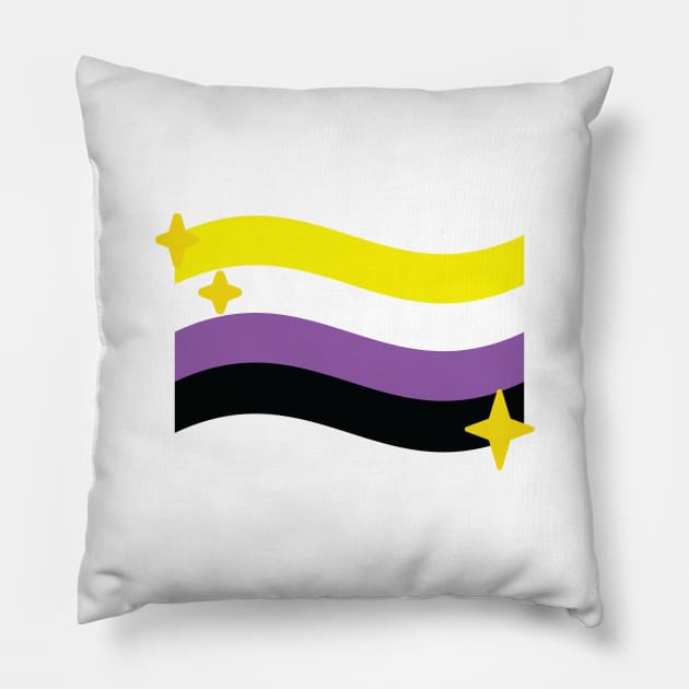 Nonbinary Pride Flag Sparkle Emoji Pillow by lavenderhearts