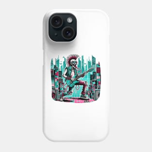 Pixel Punk Zombie Guitarist - Futuristic Retro City Jam Art Phone Case