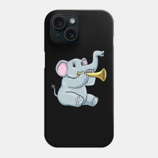 Elephant as musician with trumpet Phone Case